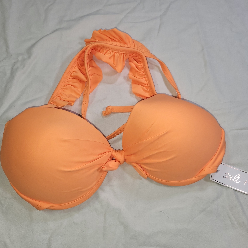 Salt + Cove Orange Bikini Top Nwt Size Large Swimsuit